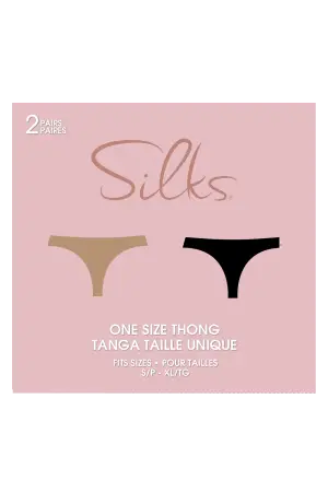 Silks® <br>One Size Thong <br>2 Pairs