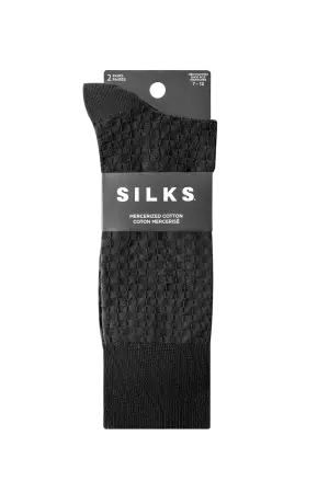 Silks® Men's <br>Mercerized Cotton Checker Texture Crew <br>2 Pairs