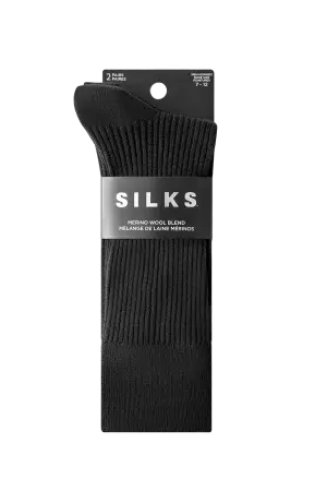 Silks Men's fine rib crew socks 89167A_Front_Black